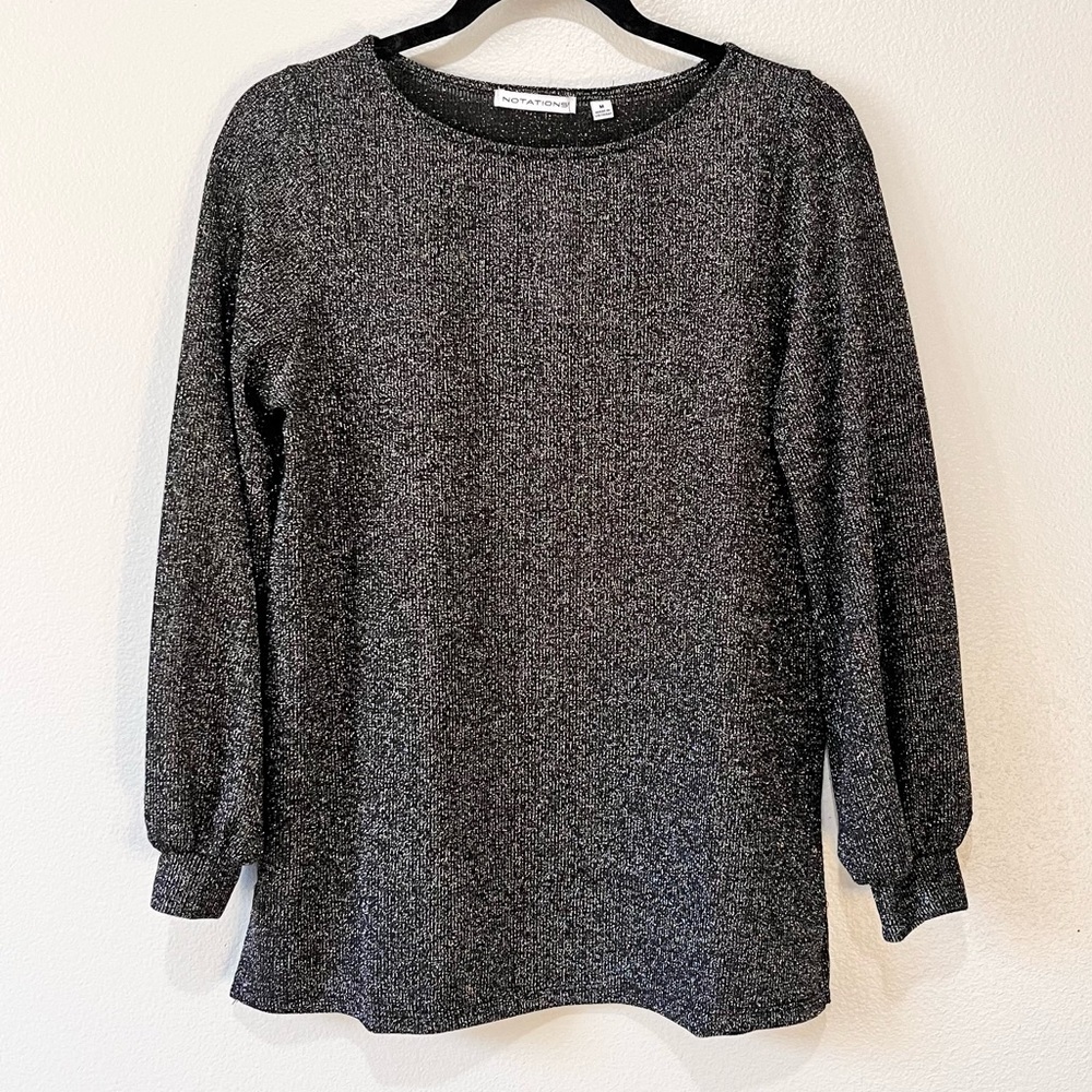 NOTATIONS- NWT Gray Shimmery Long Sleeve Size M